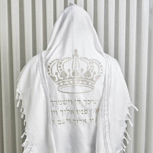 טלית חתנים | דגם 'מופת' | גוון לבן כסף